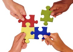 putting together the pieces of a puzzle